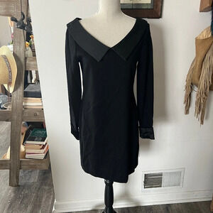 Vintage DKNY Black Sheath Dress Satin / Silk Detail